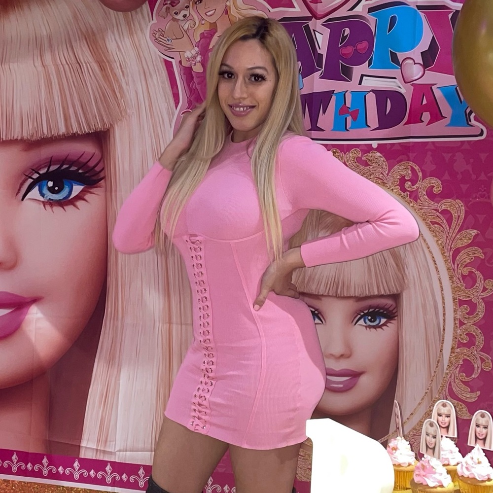 Pink fashion nova lace up corset dress